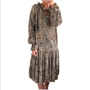 O.P.T. Anthropologie Midi Paisley Tiered Dress S